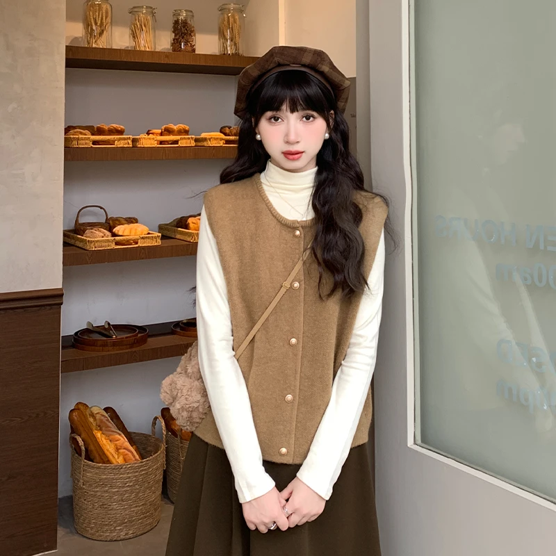 【正】慕兔韩版甜美风时尚打底针织衫女2023年秋季新款休闲显瘦上衣