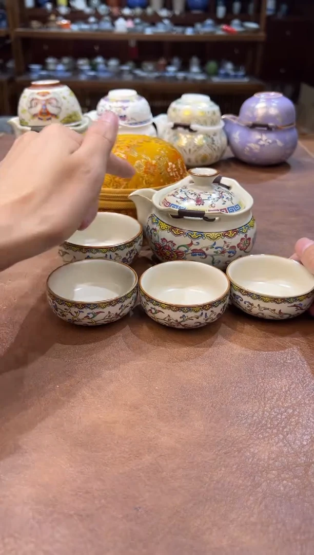 真的很便宜超好看会开片的旅行茶具