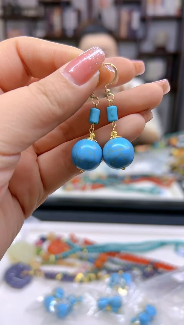 【闪购商品】玛瑙/玉髓耳坠14K金镶嵌E149