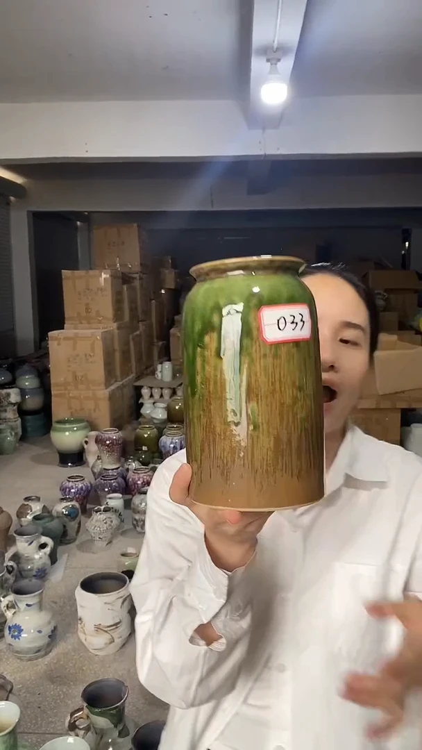摆件景德镇高温陶瓷花盆033口径*高度