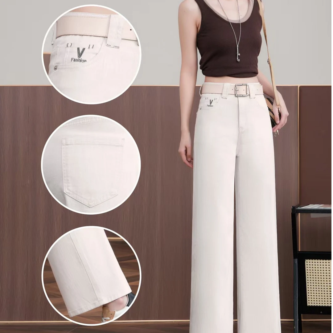 27027【裤长100】牛仔阔腿裤女2025新款休闲裤高腰显瘦宽松长裤