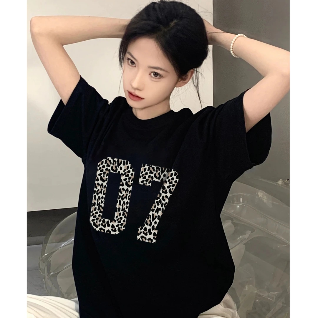 美式高街潮牌复古重磅短袖T恤女夏季纯棉宽松甜美可爱风格衣服