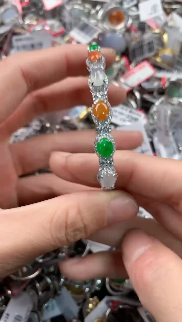 银S925镶嵌戒指翡翠101010-----6