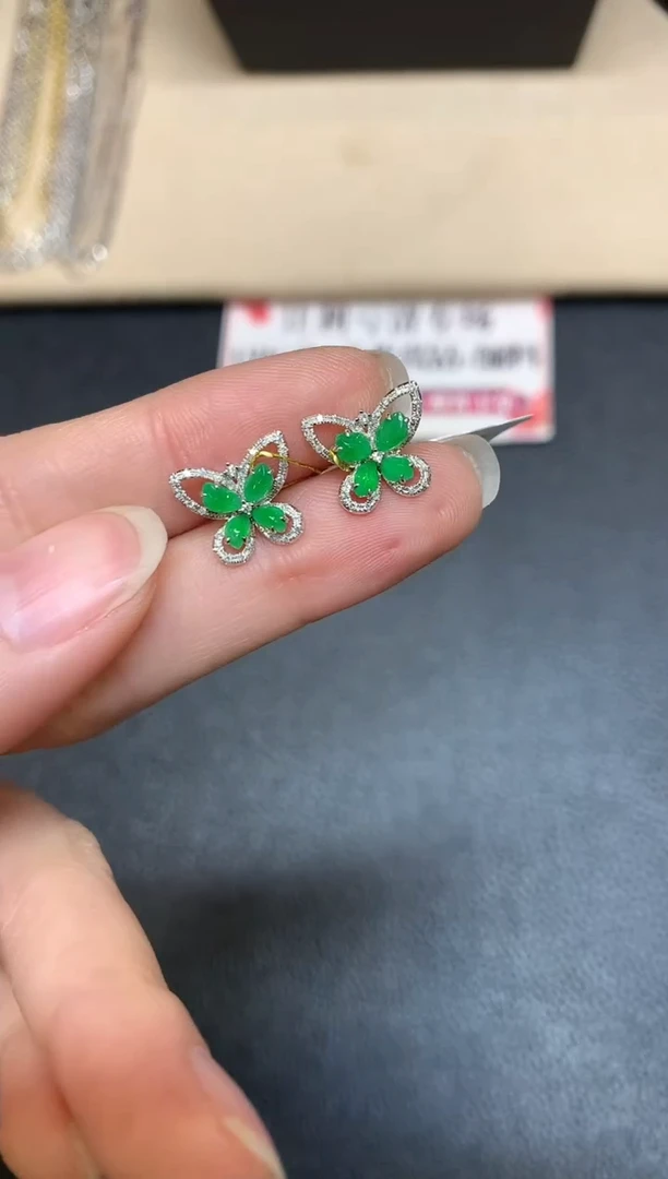 【闪购商品】翡翠耳饰18K金镶嵌【无鉴赏期