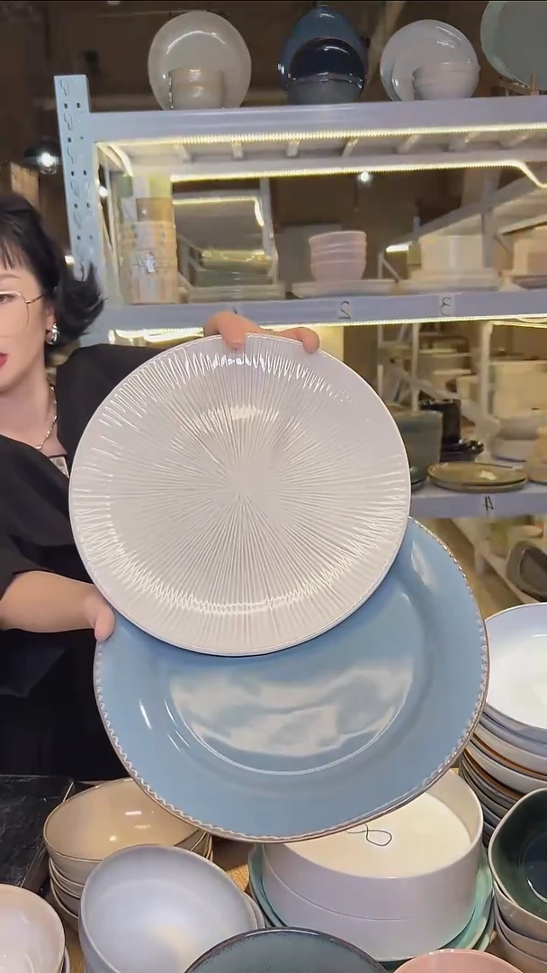 瓷136（十寸）外贸尾货高温釉下彩陶瓷餐具默认微瑕