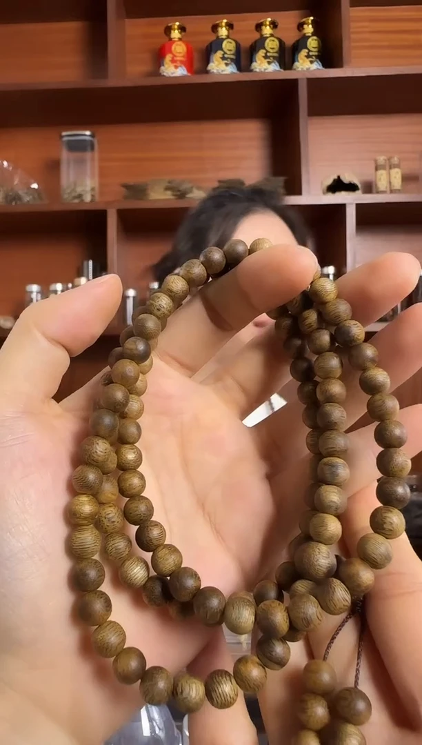沉香手串奇楠沉香纯化老料卡7圆珠多圈手串一条
