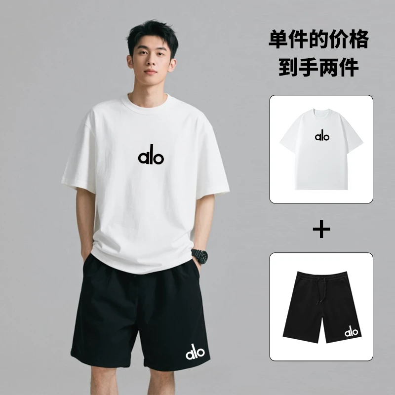 夏季潮流速干透气时尚穿搭男士一套2025新款休闲运动短袖短裤套装