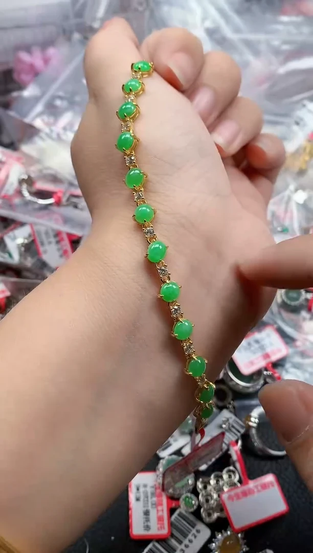 银S925镶嵌戒指翡翠天然A货缅甸翡翠