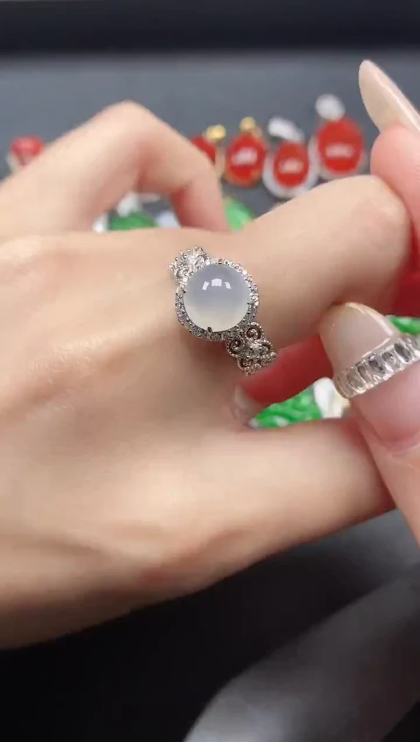 银S925镶嵌戒指翡翠51511