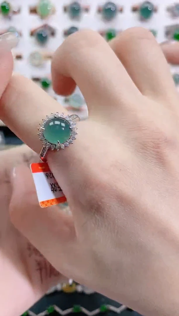 银S925镶嵌戒指翡翠天然翡翠