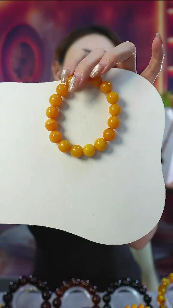 手链琥珀未镶嵌天然蜜蜡圆珠手串 11mm+ 经典款