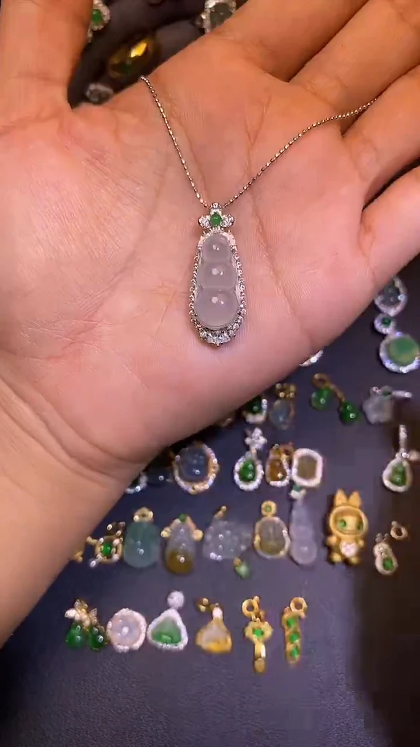 吊坠(不含链)银S925镶嵌翡翠1