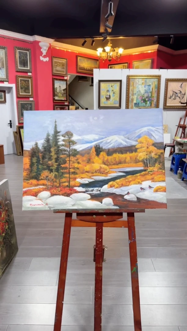 油画俄罗斯原创手绘油画（冬天）50x70