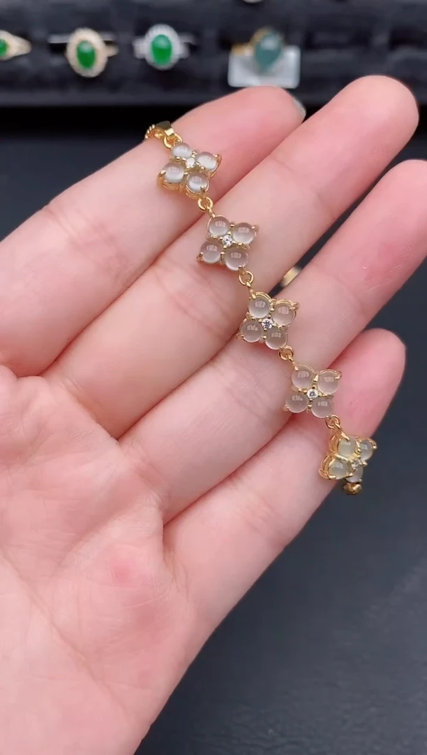 银S925镶嵌手链翡翠天然a货翡翠284