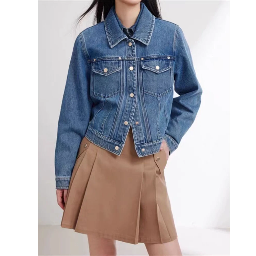 FDOA 复古长绒棉 水洗 蓝色 短款牛仔外套 S027