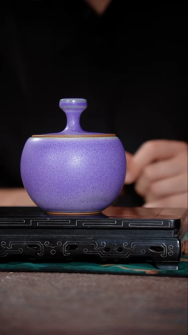 78-20鼓型茶仓（紫鸢釉 陈俊才）
