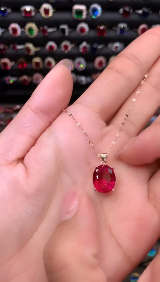 【闪购商品】红宝石吊坠(赠链)银S925镶嵌1012玫瑰金