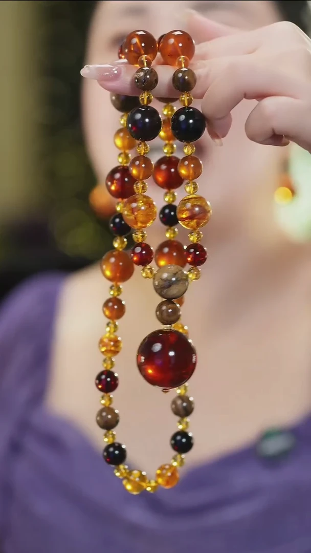 琥珀项链未镶嵌多宝项链