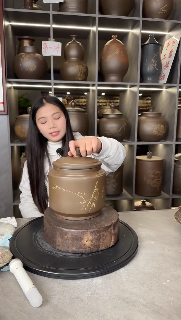 【闪购商品】罐本陶手作坭兴陶1.5-2斤竹节罐手工痕迹