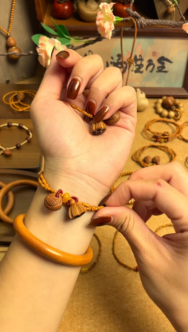 桃核竹节双圈好运莲莲   一物一拍