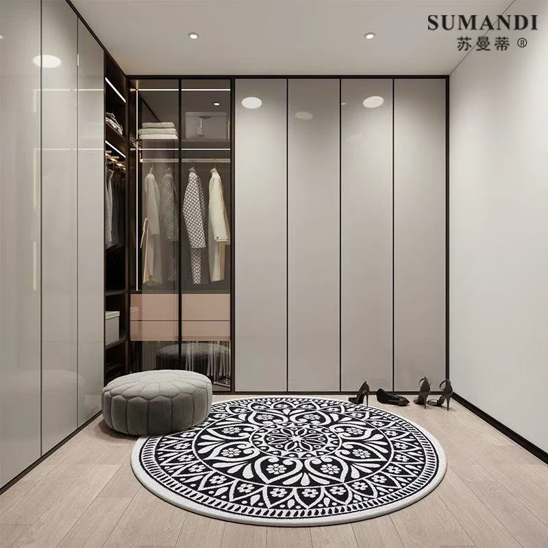 苏曼蒂法式复古圆形花纹地毯客厅卧室衣帽间防滑地垫简约高级家用