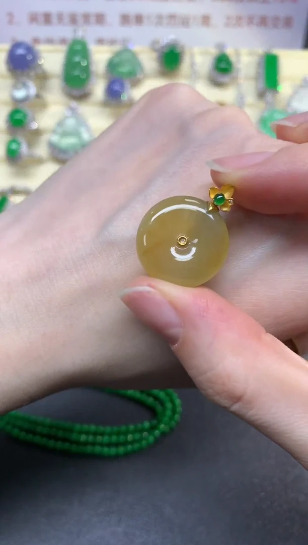 翡翠18K金镶嵌吊坠(不含链)吊坠|1550+155