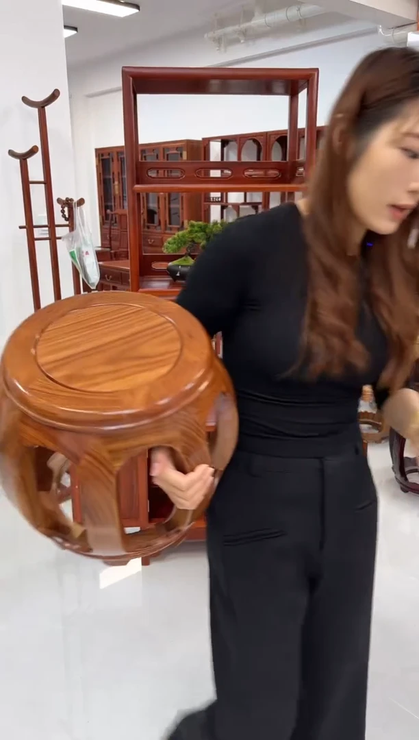 花梨木类家具2张亚花梨大号原木色鼓凳