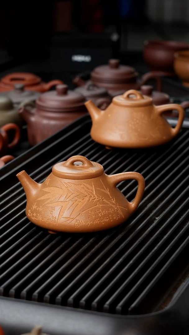 茶壶紫砂恒**6黄金段子冶刻竹半手全品180