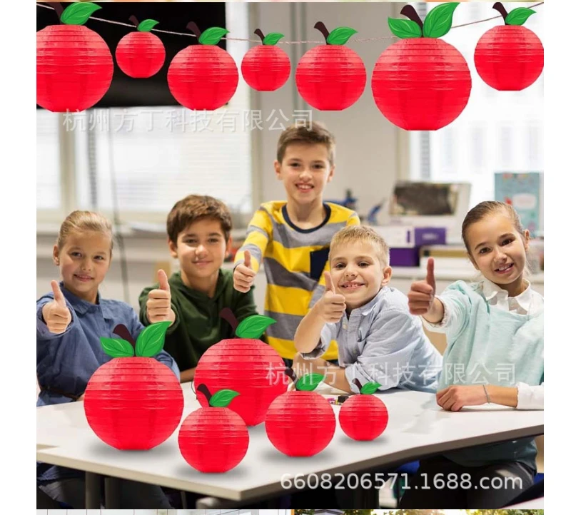 跨境返校季苹果纸灯笼教室布置儿童生日派对水果主题背景灯笼装饰