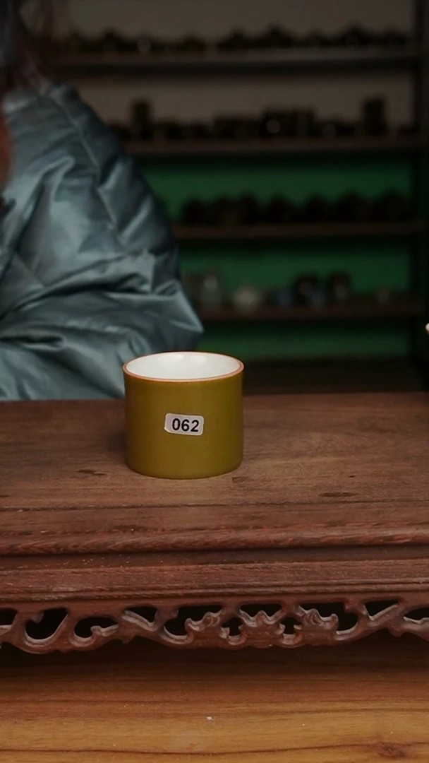 杯062号月白茶叶末双色扳指杯微微不完美