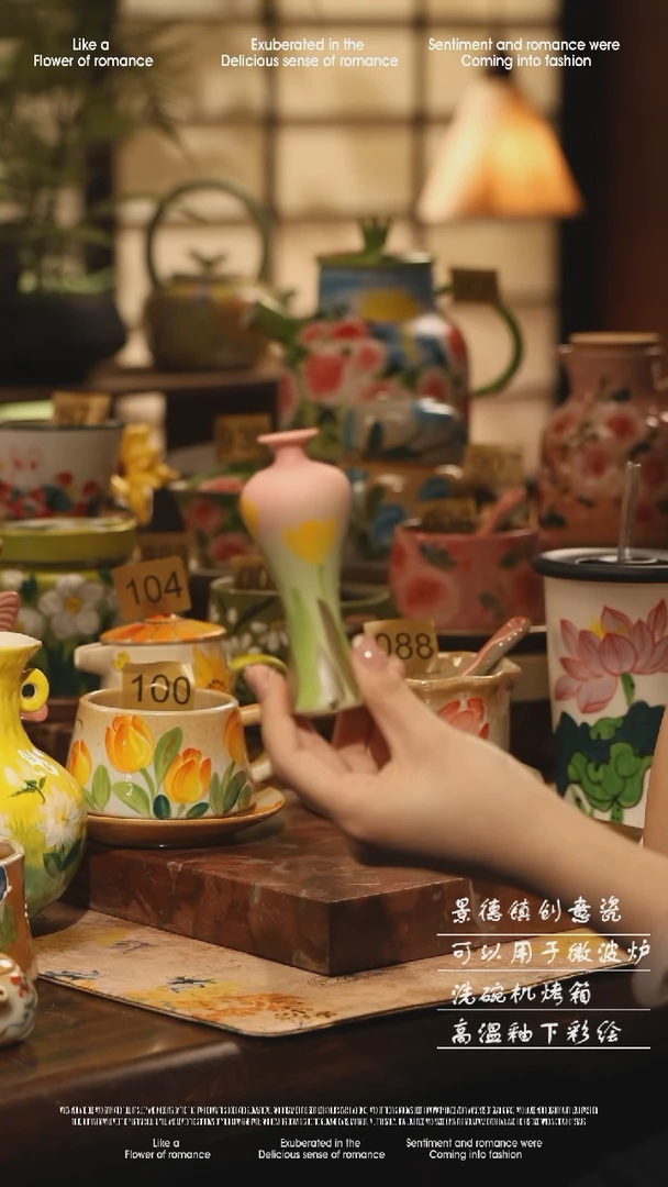 陶瓷景德镇高温手绘釉下彩设计师款式