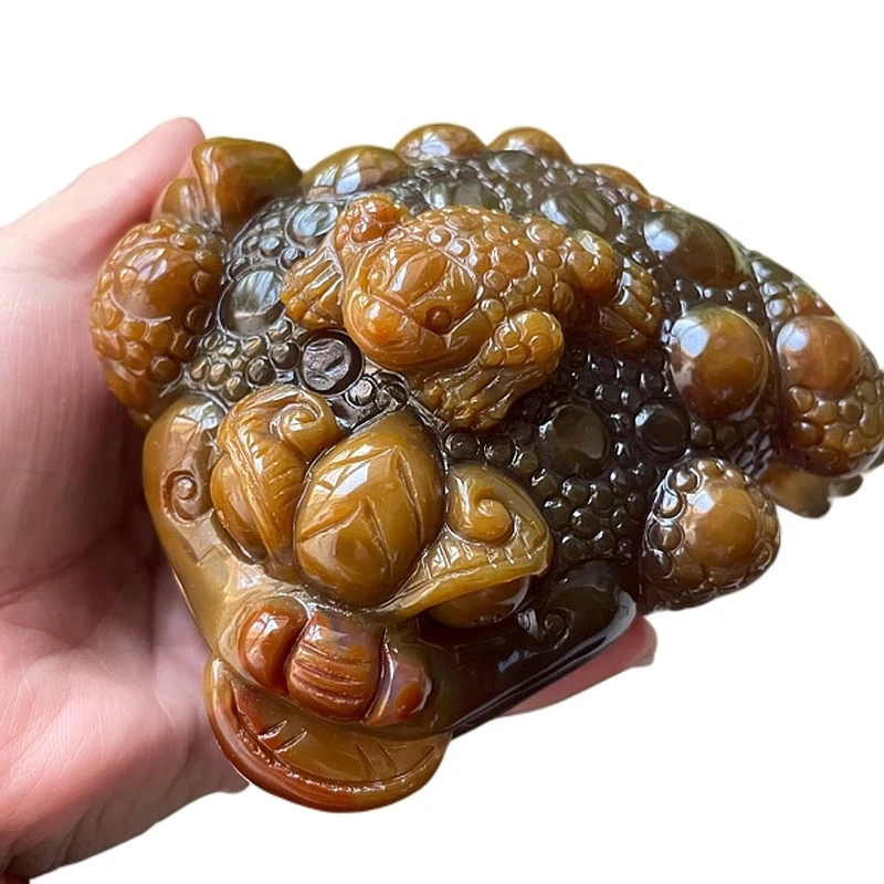 天然玛瑙玉髓金蟾摆件