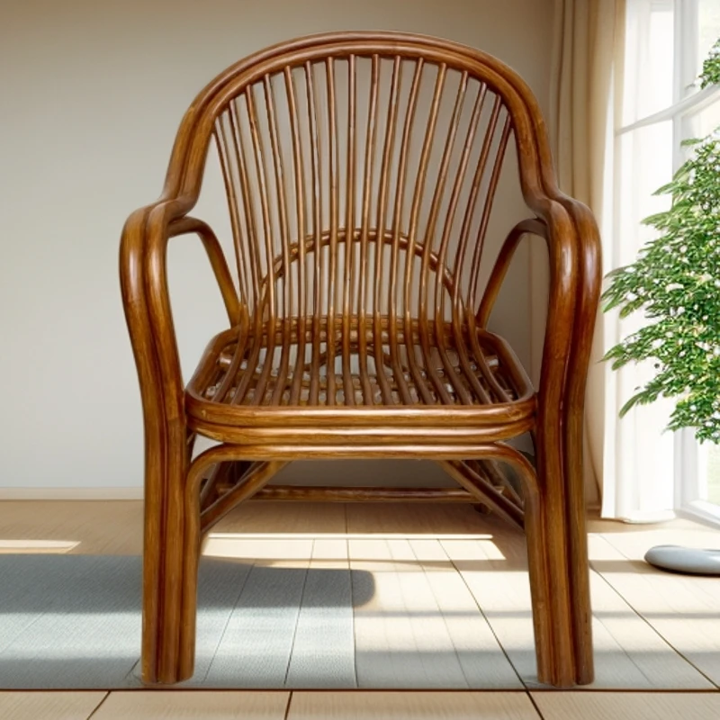 椅子复古阳台靠背椅休闲椅桌椅茶几小藤椅简约竹编家用正宗藤椅