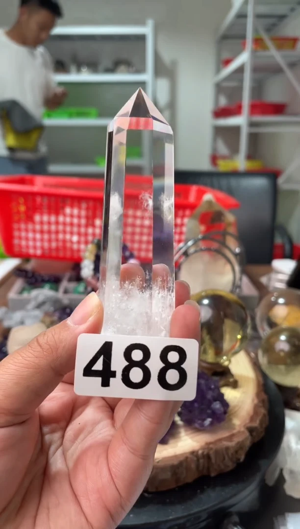 未镶嵌水晶大型摆件（非配饰）白水晶蓝针柱子488