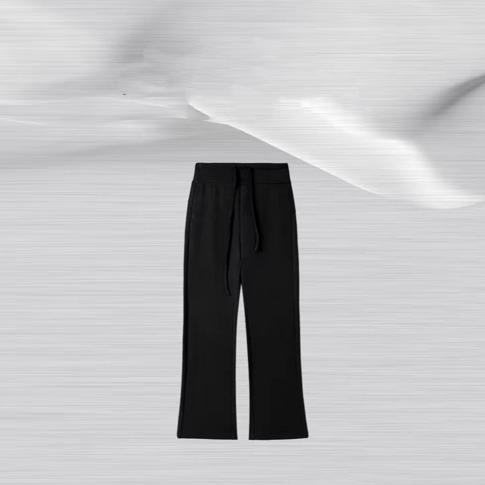 喇叭裤重磅高奢绵羊毛混纺加绒发热修身保暖休闲裤