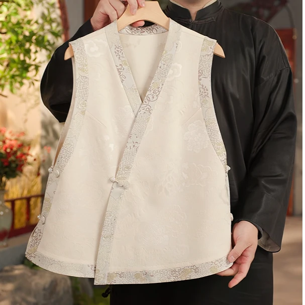 玉初衣春秋【悦贻】6A级桑蚕丝羊毛混纺禅服茶服汉服女装丝毛马甲