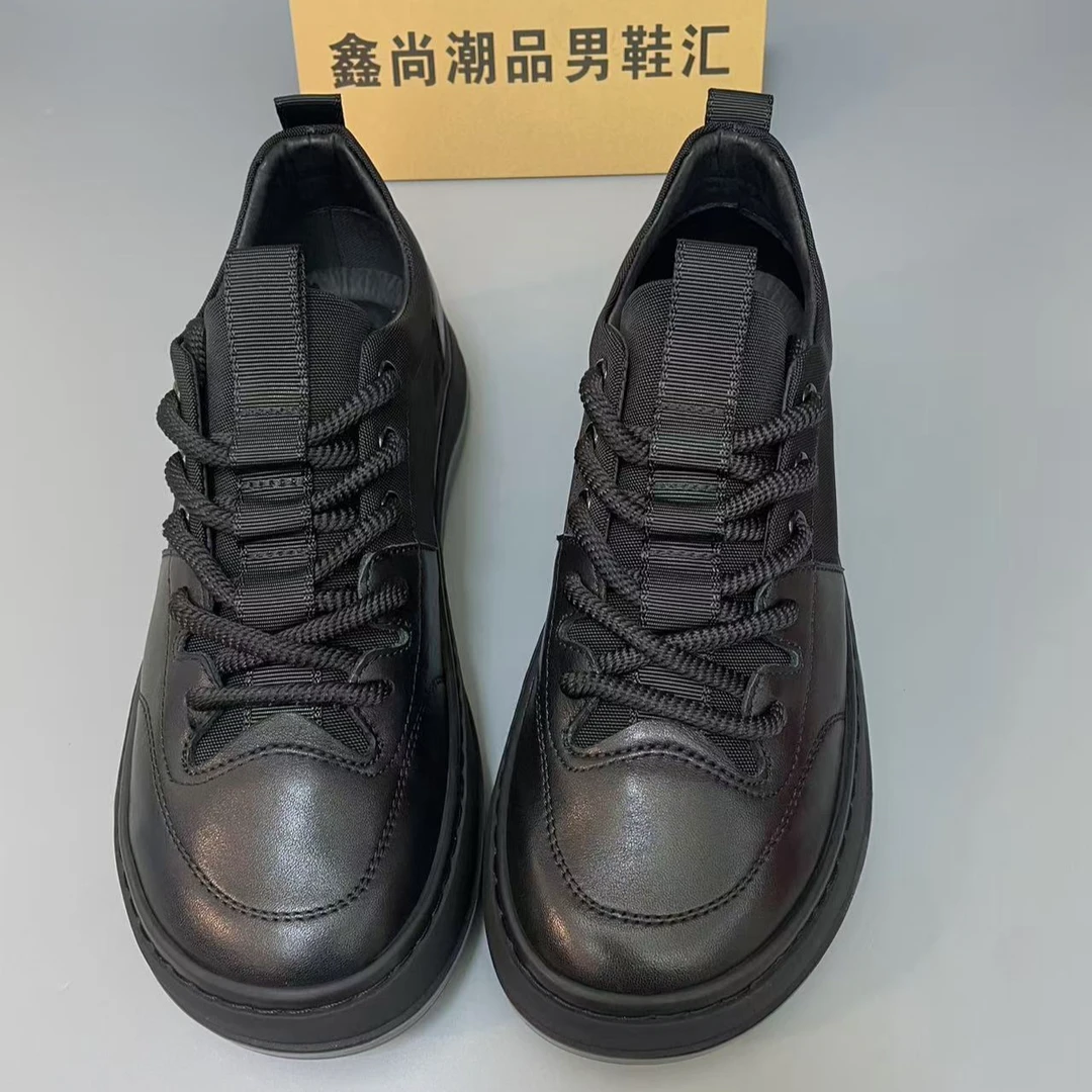 YZ9725-5广州早春新款 小牛皮配科技布男士休闲舒适时尚芒果鞋