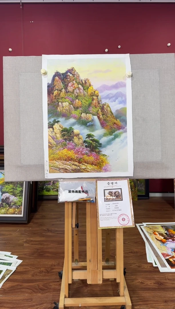 油画【原创·保真·带证书】朝鲜画家纯手绘油画--顺丰包邮--