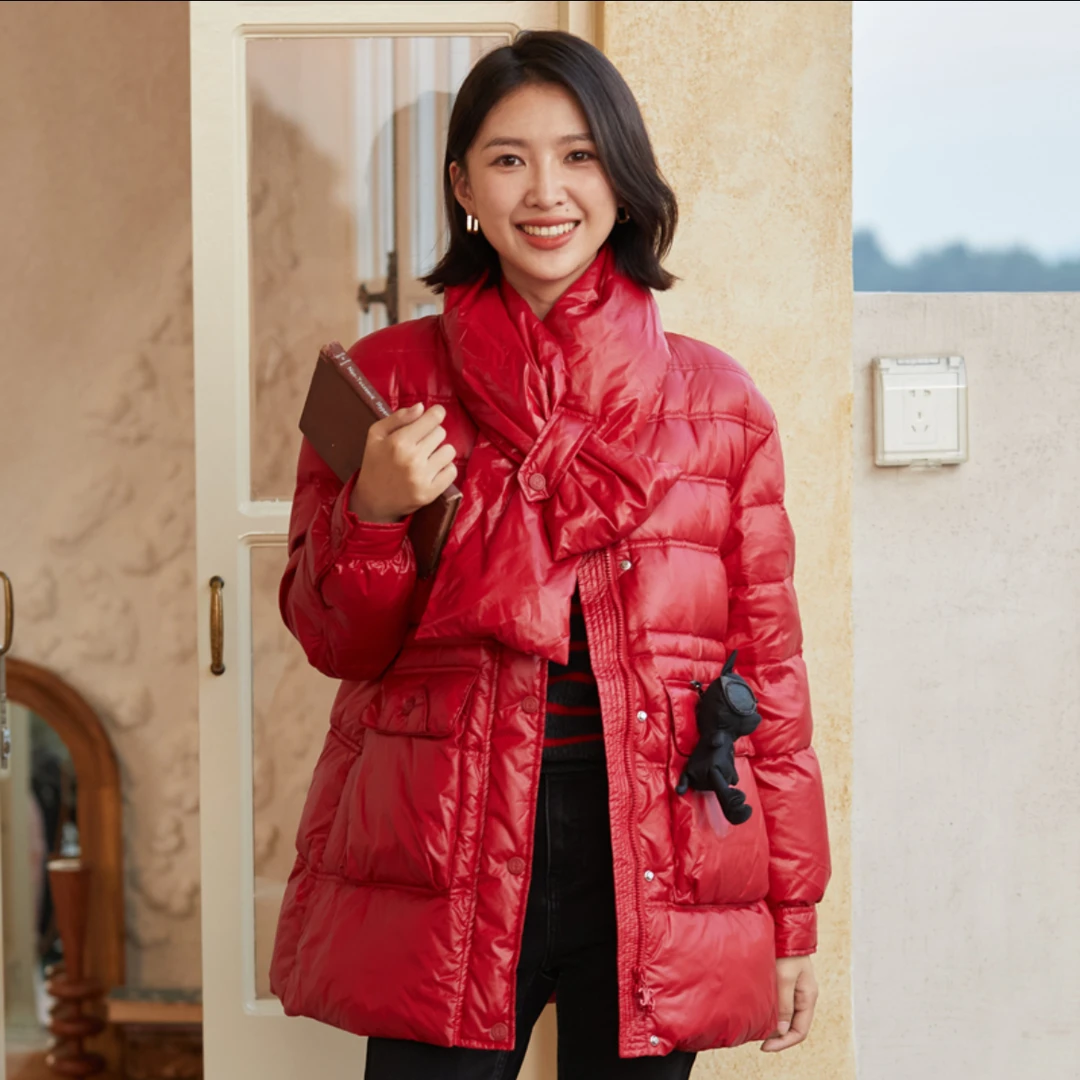 【U/TI专属】保暖轻薄休闲冬款安克拉红女装羽绒服