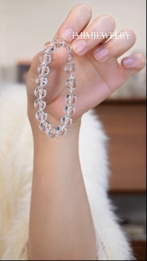 银S925镶嵌手串水晶高透白水晶手串