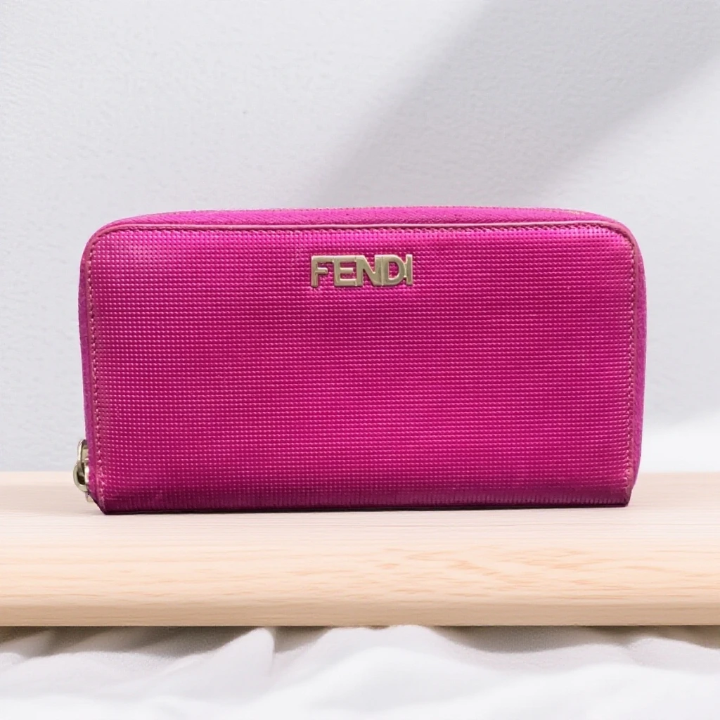 95新 FENDI/芬迪   玫粉色钱包  1739 5888