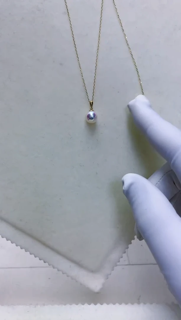 【闪购商品】海水珍珠饰品18K金镶嵌7-8瓜子扣吊坠赠银链