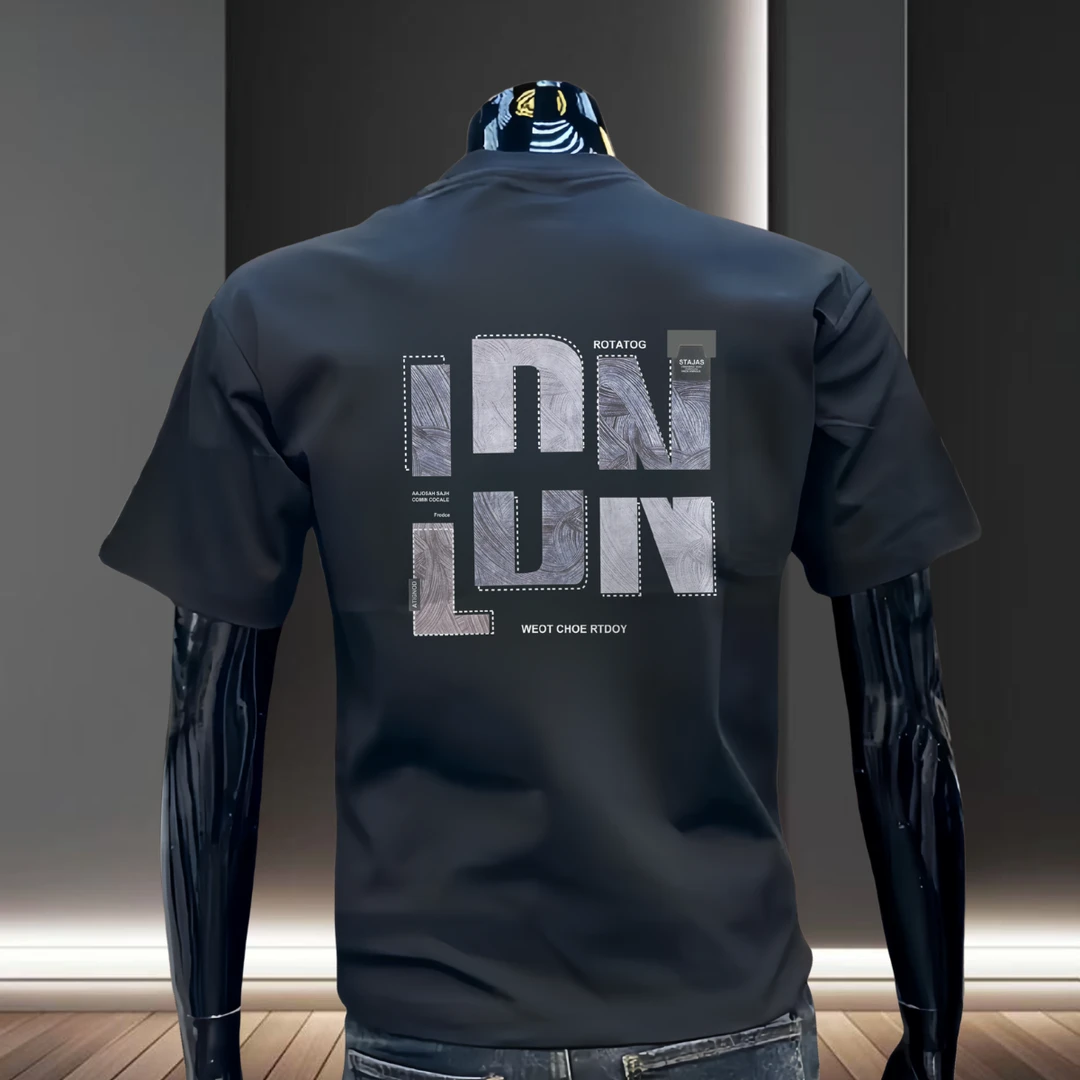 男士轻奢纯棉短袖T恤衫夏季新款时尚休闲宽松圆领打底上衣体恤男