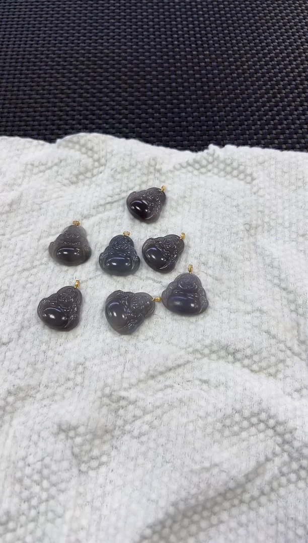 【闪购商品】和田玉吊坠18K金镶嵌烟紫佛公吊坠（多样性发一件）