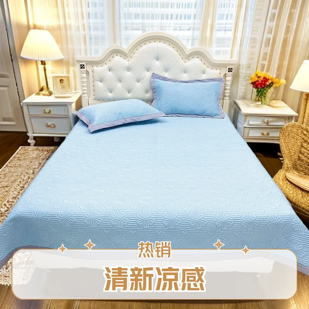 新款夏季凉感韩式加厚凉席床盖简约风韩式亲肤床单不滑床