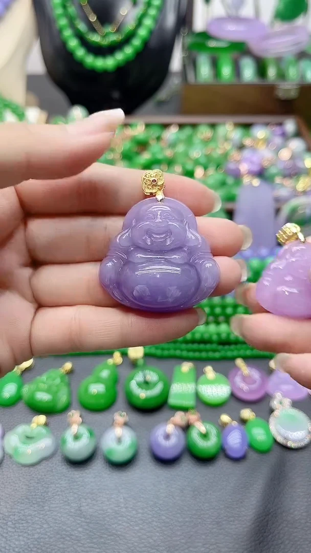 吊坠(赠链)14K金镶嵌翡翠紫大佛