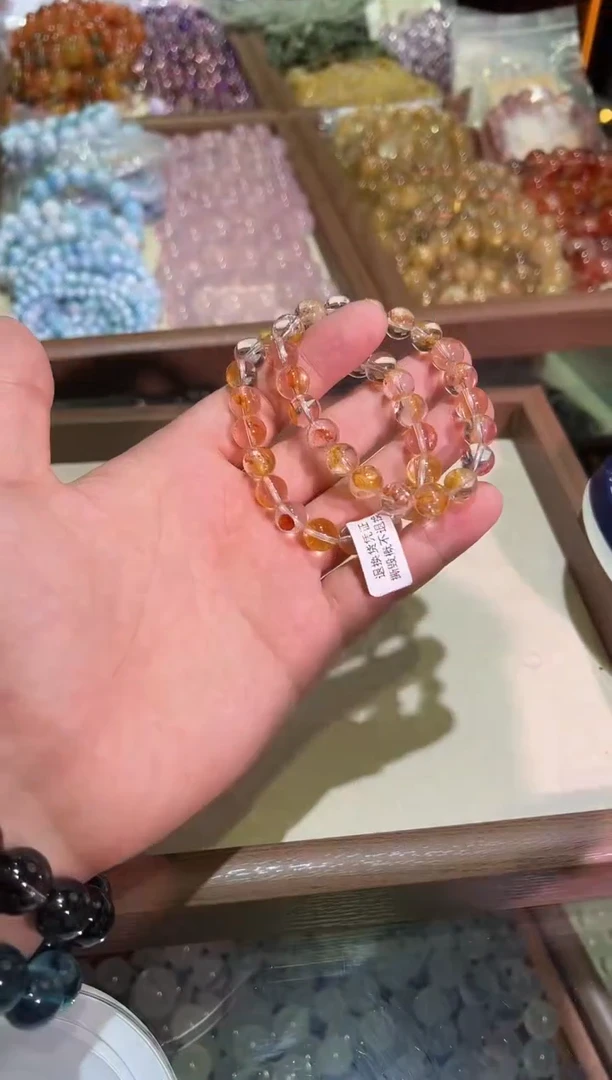 未镶嵌手链水晶9.8mm+锦鲤胶花（多样性发一）