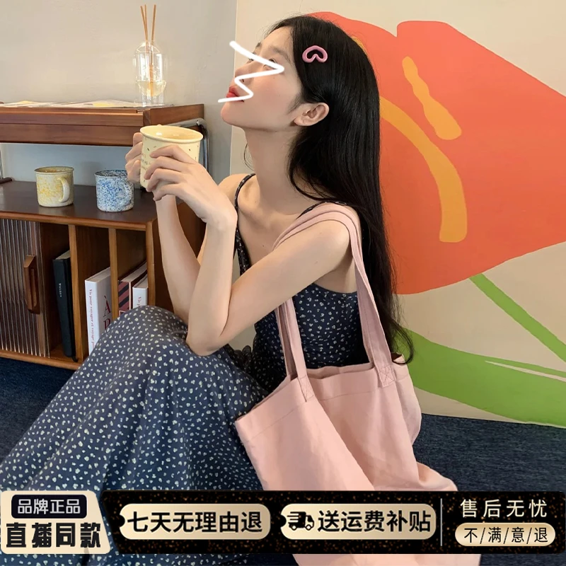 气质高级感蓝色夏季碎花连衣裙子女装夏天法式高贵海边度假风长裙