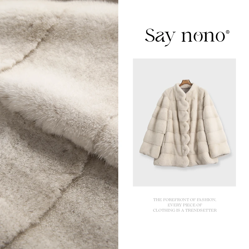 懒猫nono│ Saynono 珍珠色进口天鹅绒短二水貂皮草/MDL2592