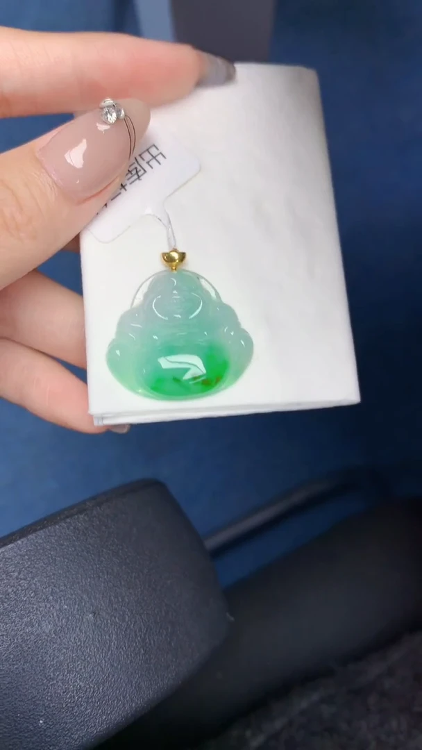 颈饰18K金镶嵌翡翠天然缅甸翡翠a货百元以上9元证书费自理